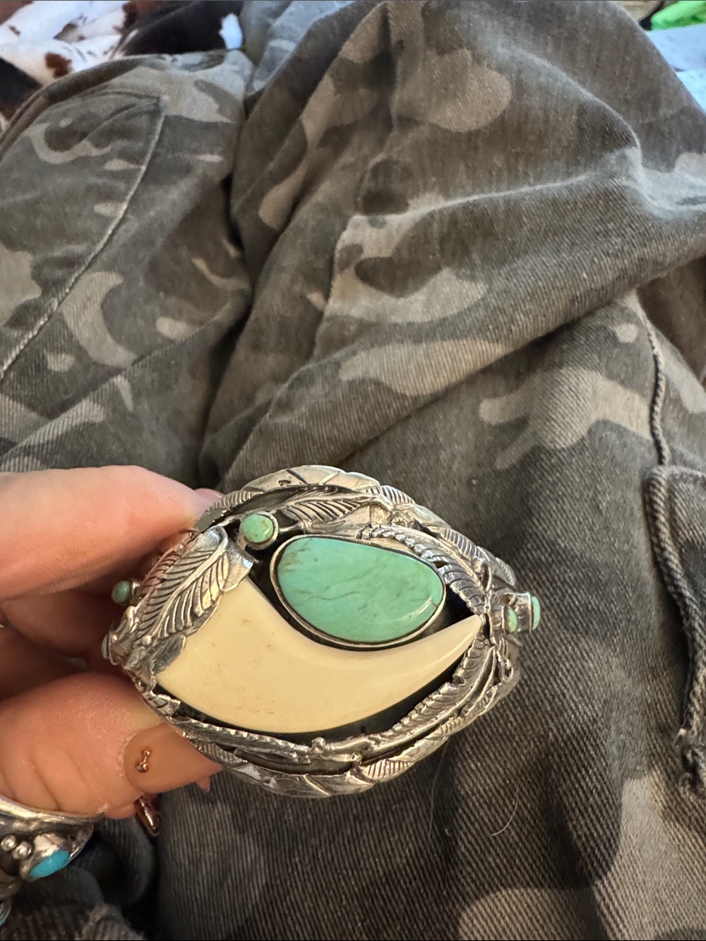 Silver925 Kingman Turquoise & Ivory Statement Cuff Bracelet
